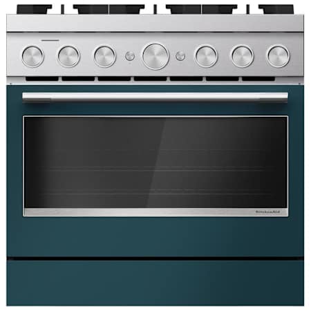 KitchenAid 36 Inch Wide Free Standing, Slide In Dual Fuel Range with Ultra Power™ Dual-Flame Burners and Even-Heat™ True Convection Agave