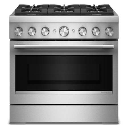 KitchenAid 36 Inch Wide Free Standing, Slide In Dual Fuel Range with Ultra Power Dual-Flame Burners and Even-Heat True Convection Stainless Steel