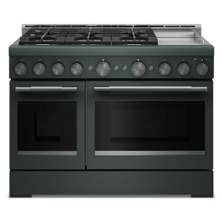 KitchenAid 48 Inch Wide Free Standing, Slide In Gas Range with Ultra Power Dual-Flame Burners and Even-Heat True Convection Juniper