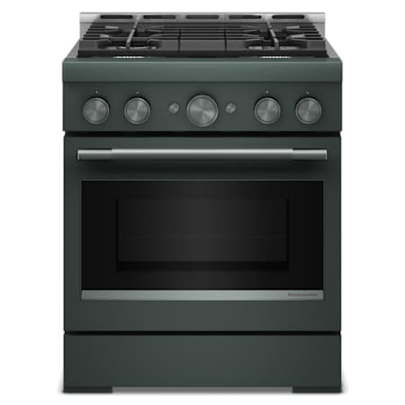 KitchenAid 30 Inch Wide Free Standing, Slide In Gas Range with Ultra Power Dual-Flame Burners and Even-Heat True Convection Juniper