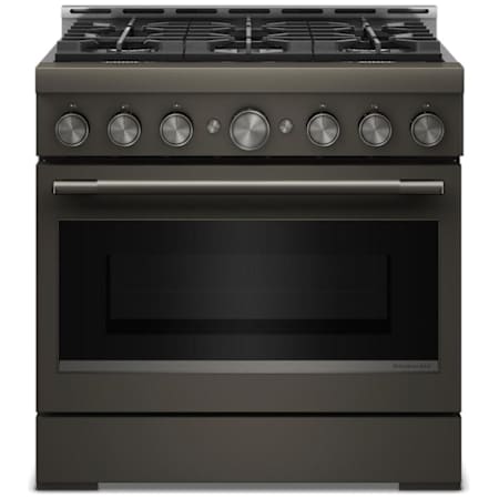 KitchenAid 36 Inch Wide Free Standing, Slide In Gas Range with Ultra Power™ Dual-Flame Burners and Even-Heat™ True Convection Black Ore