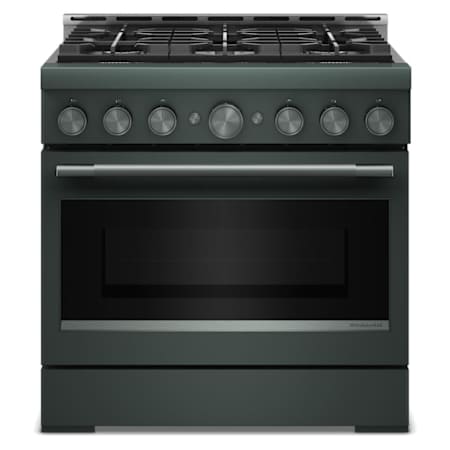 KitchenAid 36 Inch Wide Free Standing, Slide In Gas Range with Ultra Power Dual-Flame Burners and Even-Heat True Convection Juniper