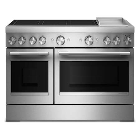 KitchenAid 48 Inch Wide Free Standing, Slide In Induction Range with Air Fry and Even-Heat True Convection Stainless Steel