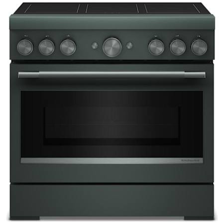 KitchenAid 36 Inch Wide Free Standing, Slide In Induction Range with Knob Controls and Even-Heat™ True Convection Juniper