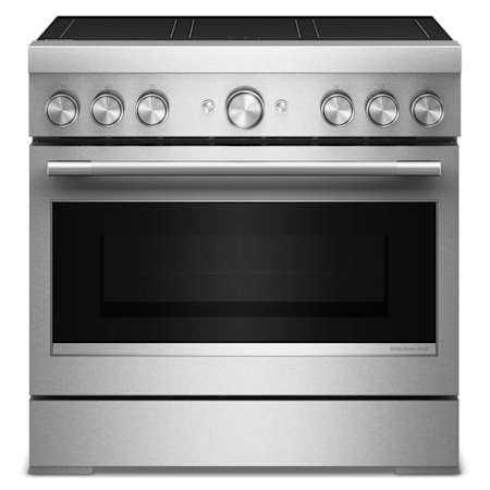 KitchenAid 36 Inch Wide Free Standing, Slide In Induction Range with Knob Controls and Even-Heat True Convection Stainless Steel