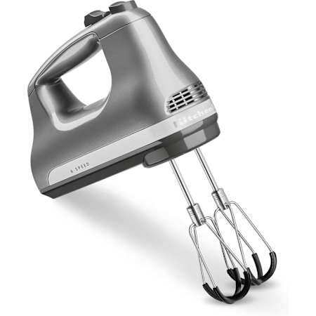 KitchenAid 60 Watt Hand Mixer with Integrated Storage Clip and Dishwasher Safe Beaters Contour Silver