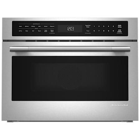 KitchenAid 24 Inch Wide Fingerprint Resistant Built In Microwave with Air Fry and Bake Mode PrintShield Stainless