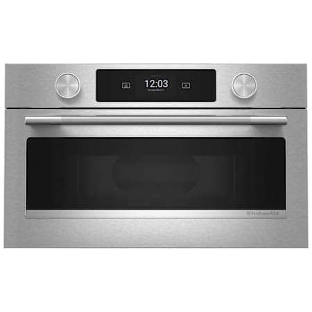KitchenAid 30 Inch Wide Fingerprint Resistant Built In Microwave with Air Fry Broil Element PrintShield Stainless
