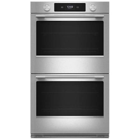 KitchenAid 27 Inch Wide Fingerprint Resistant Electric Double Oven with Even-Heat True Convection and Fresh Pizza Mode PrintShield Stainless