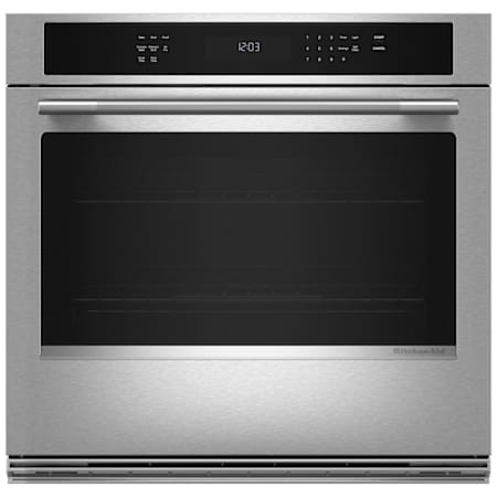 KitchenAid 30 Inch Wide Fingerprint Resistant Electric Single Oven with Even-Heat True Convection PrintShield Stainless