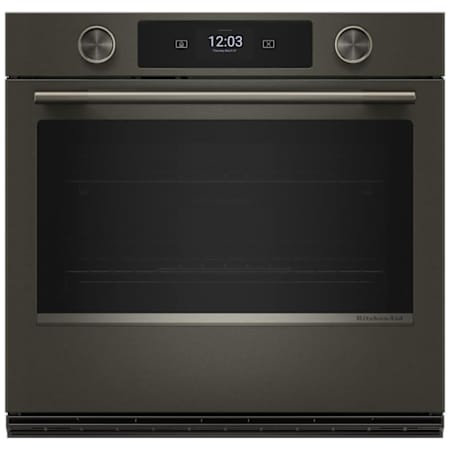 KitchenAid 30 Inch Wide Electric Single Oven with Even-Heat True Convection and SatinGlide Roll-Out Extension Rack Black Ore