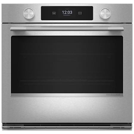 KitchenAid 30 Inch Wide Fingerprint Resistant Electric Single Oven with Even-Heat™ True Convection and Fresh Pizza Mode PrintShield Stainless