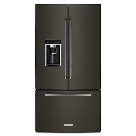 KitchenAid 36 Inch Wide 23.8 Cu. Ft. Capacity Counter Depth French Door Refrigerator with FreshChill Crisper Bin Black Stainless Steel