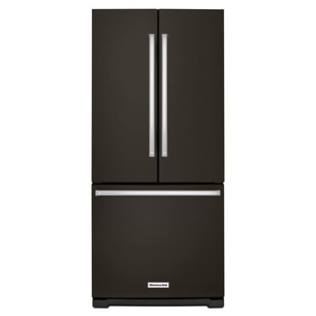 KitchenAid 30 Inch Wide 20 cu. ft. French Door Refrigerator with Interior Ice and Water Dispenser Black Stainless