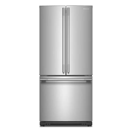 KitchenAid 30 Inch Wide 20 Cu. Ft. Fingerprint Resistant French Door Refrigerator with Max Cool and Preserva Cooling System PrintShield Stainless