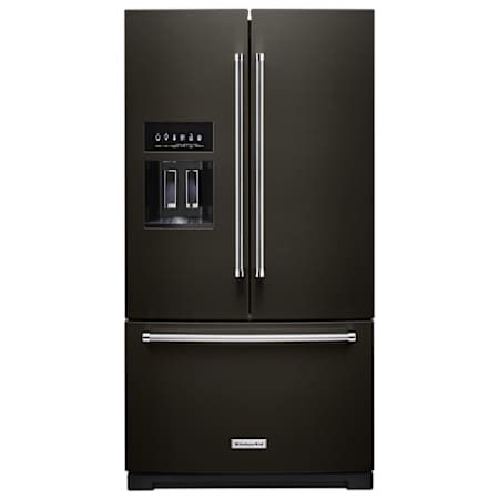 KitchenAid 36 Inch Wide 27 Cu. Ft. Energy Star Certified French Door Refrigerator with Measured Water Fill Black Stainless