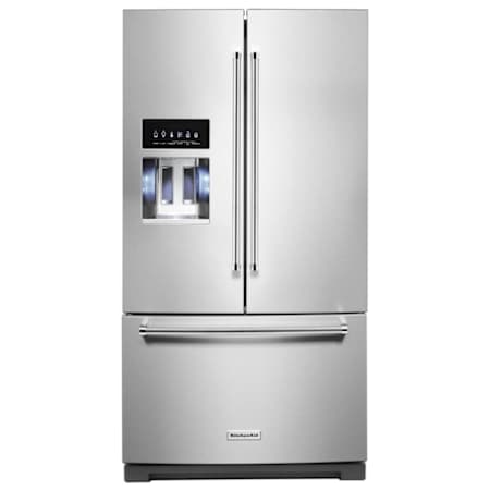 KitchenAid 36 Inch Wide 27 Cu. Ft. Energy Star Certified French Door Refrigerator with Measured Water Fill Stainless Steel with PrintShield
