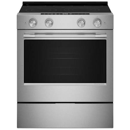 KitchenAid 30 Inch Wide 5.3 Cu. Ft. Energy Star Certified Free Standing, Slide In Fingerprint Resistant Electric Range with Air Roast and Proof Mode PrintShield Stainless