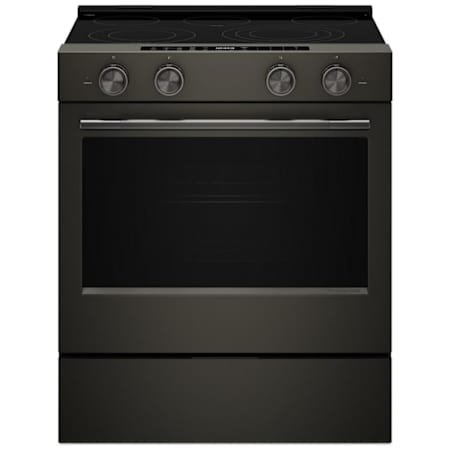 KitchenAid 30 Inch Wide 5.3 Cu. Ft. Energy Star Certified Free Standing, Slide In Electric Range with Steam Clean and Even-Heat™ True Convection Black Ore