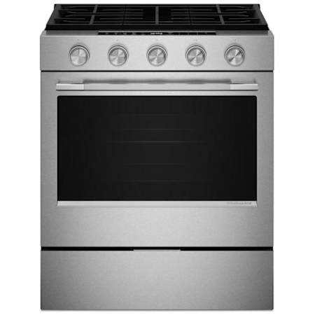 KitchenAid 30 Inch Wide 5 Cu. Ft. Free Standing, Slide In Fingerprint Resistant Gas Range with Air Roast and Proof Mode PrintShield Stainless