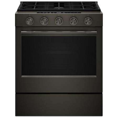 KitchenAid 30 Inch Wide 5 Cu. Ft. Free Standing, Slide In Gas Range with Steam Clean and Even-Heat™ True Convection Black Ore