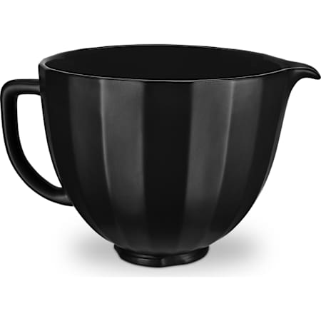 KitchenAid 12 Inch 5 Quart Ceramic Bowl for Tilt-Head Stand Mixers with Pour Spout and Dishwasher Safe Black Shell