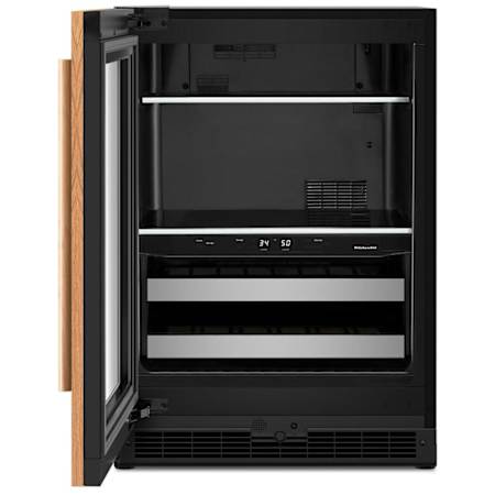 KitchenAid 24 Inch Wide Left Hinge 14 Bottle Capacity Panel Ready Wine and Beverage Cooler with Temperature Monitoring System and Door Alarm Panel Ready