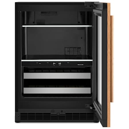 KitchenAid 24 Inch Wide Right Hinge 14 Bottle Capacity Panel Ready Wine and Beverage Cooler with Temperature Monitoring System and Door Alarm Panel Ready