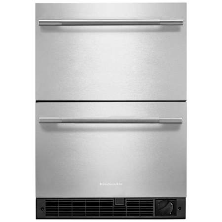 KitchenAid 24 Inch Wide 4.2 Cu. Ft. Energy Star Certified Refrigerator Drawer with Temperature Monitoring System and Door Alarm Black / Stainless Steel