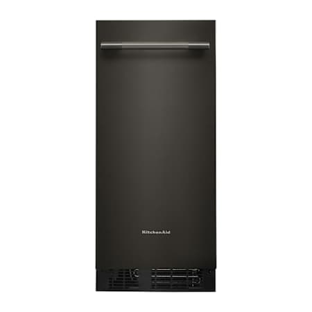 KitchenAid 15 Inch Wide 25 Lbs. Capacity Panel Ready Free Standing, Built-In Ice Maker with Max Ice and Self-Cleaning Cycle Black Ore