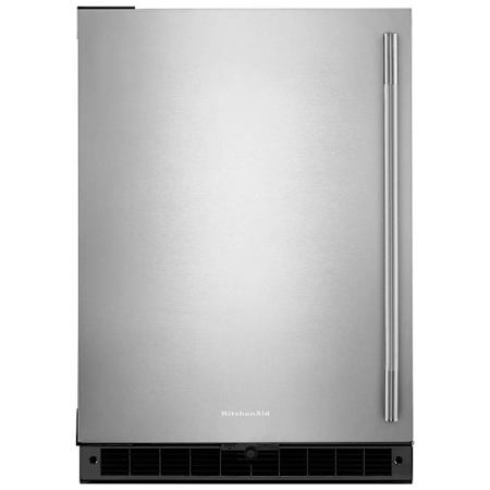 KitchenAid 24 Inch Wide 5 Cu. Ft. Left Hinge Compact Freezerless Refrigerator with Door Alarm and Glass Shelves Black / Stainless Steel