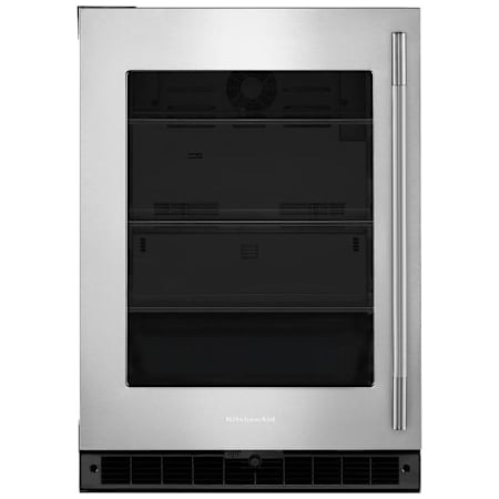 KitchenAid 24 Inch Wide 5.2 Cu. Ft. Left Hinge Compact Freezerless Refrigerator with Door Alarm and Glass Shelves Black / Stainless Steel