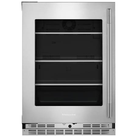 KitchenAid 24 Inch Wide 5.2 Cu. Ft. Fingerprint Resistant Left Hinge Compact Freezerless Refrigerator with Door Alarm and Glass Shelves PrintShield Stainless