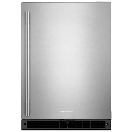 KitchenAid 24 Inch Wide 5 Cu. Ft. Right Hinge Compact Freezerless Refrigerator with Door Alarm and Glass Shelves Black / Stainless Steel