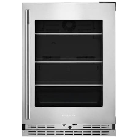 KitchenAid 24 Inch Wide 5.2 Cu. Ft. Fingerprint Resistant Right Hinge Compact Freezerless Refrigerator with Door Alarm and Glass Shelves PrintShield Stainless