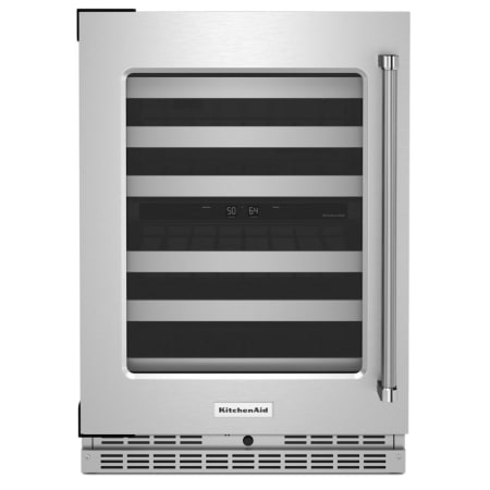 KitchenAid 24 Inch Wide Built-In / Free Standing Wine Cooler with Motion Activated LED Lighting Stainless Steel