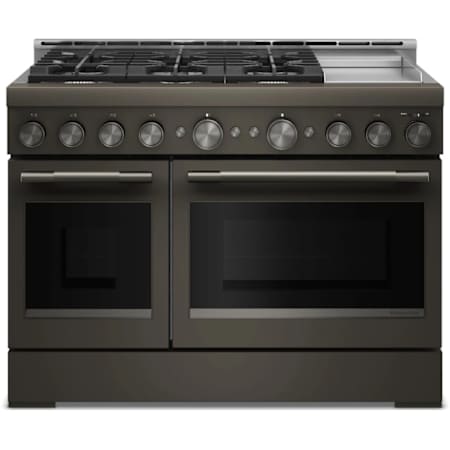 KitchenAid 48 Inch Wide Free Standing, Slide In Gas Range with Ultra Power™ Dual-Flame Burners and Even-Heat™ True Convection Black Ore