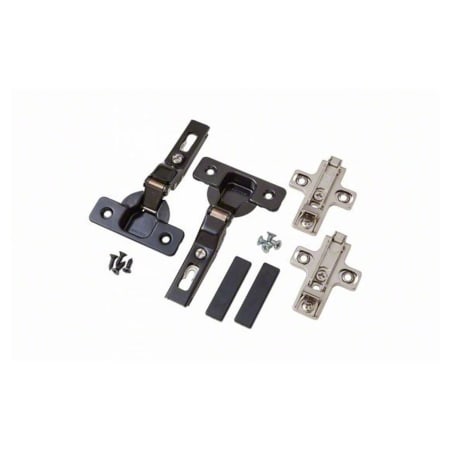 Knape and Vogt Full Inset Press-In Concealed Euro Free-Swinging Cabinet Door Hinge Kit with 90 Degree Opening Angle and 3-Way Adjustment - Pair Nickel