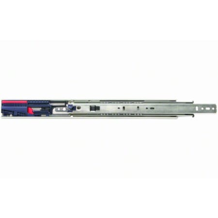 Knape and Vogt 8455FM Series 28 Inch Over Travel Side Mount Ball Bearing Drawer Slide with 90 Lbs. Weight Capacity, Self Close and Soft Close - Pair Anochrome