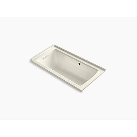 Kohler Archer 60" Three Wall Alcove Acrylic Air Tub with Left Drain and Overflow - Comfort Depth Design and Bask Heated Surface Technology Biscuit