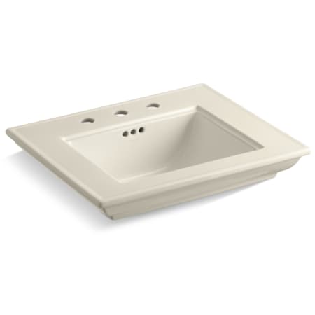 Kohler Memoirs Stately 24-1/2" Fireclay Pedestal Sink with Overflow and 3 Faucet Holes at 8" Centers Almond