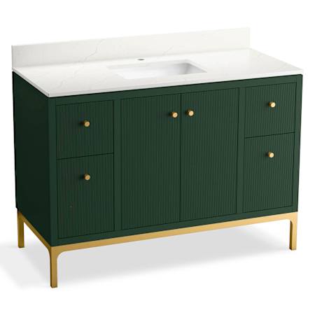 Kohler Calpa 48" Free Standing Single Basin Vanity Set with Cabinet and Quartz Vanity Top Emerald Green