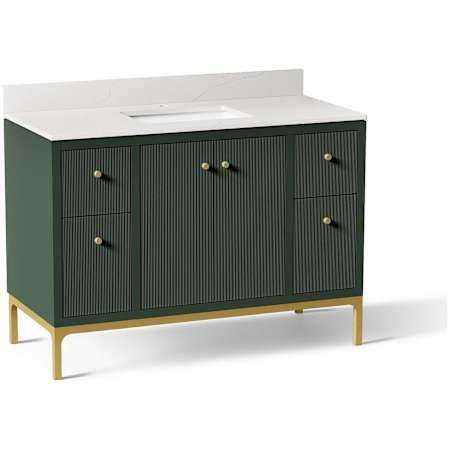 Kohler Calpa 48" Free Standing Single Basin Vanity Set with Cabinet and Quartz Vanity Top Emerald Green