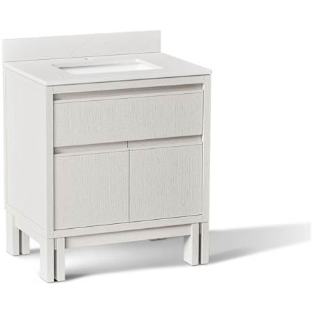 Kohler Solive 30" Free Standing Single Basin Vanity Set with Cabinet and Quartz Vanity Top Gossamer White