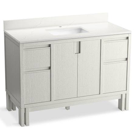Kohler Solive 48" Free Standing Single Basin Vanity Set with Cabinet and Stone Composite Vanity Top Gossamer White