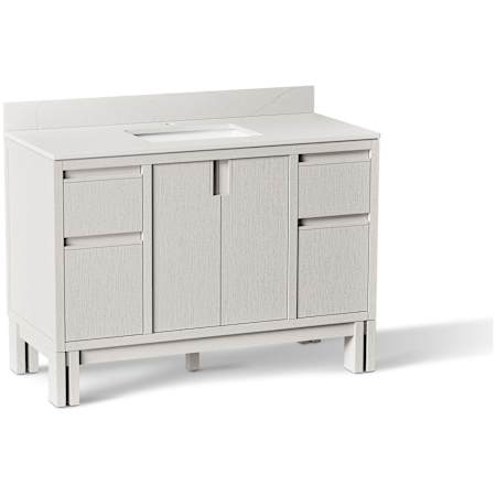 Kohler Solive 48" Free Standing Single Basin Vanity Set with Cabinet and Quartz Vanity Top Gossamer White