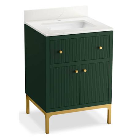 Kohler Calpa 24" Free Standing Single Basin Vanity Set with Cabinet and Quartz Vanity Top Emerald Green