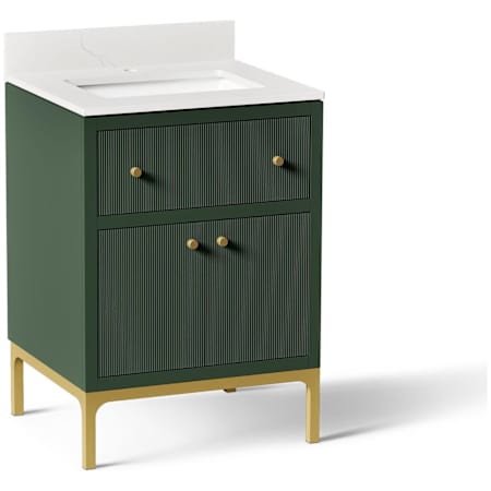 Kohler Calpa 24" Free Standing Single Basin Vanity Set with Cabinet and Quartz Vanity Top Emerald Green