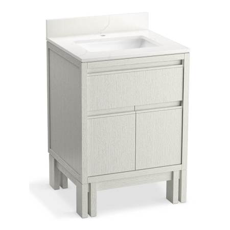 Kohler Solive 24" Free Standing Single Basin Vanity Set with Cabinet and Quartz Vanity Top Gossamer White