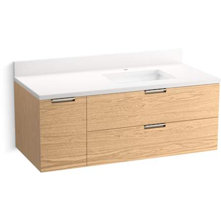 Kohler Maxstow 48" Wall-Hung Bathroom Vanity Cabinet with Sink and Quartz Top Light Oak